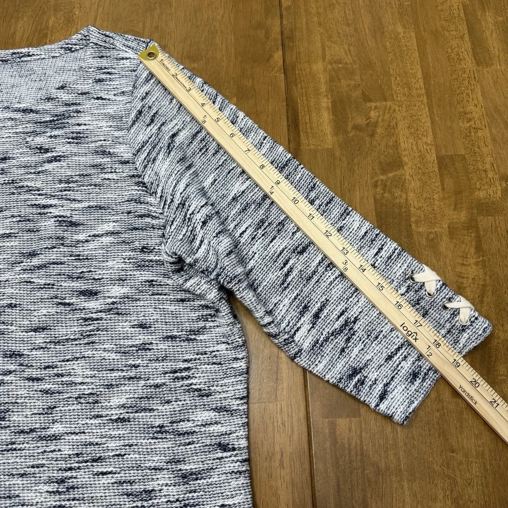 Talbots sweater women's 2X blue white marled abstract waves beach coast nautical